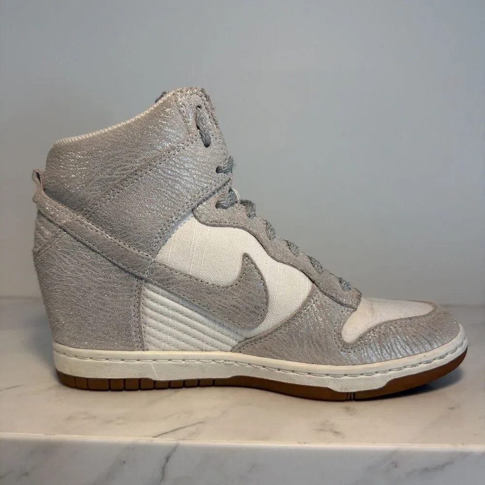 Nike Dunk Sky High Vintage Sail Metallic Silver Women’s Sneaker 8.5 Vtg Tumblr